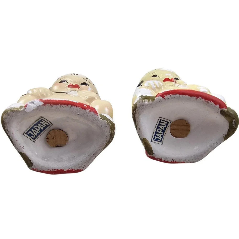 Vintage Japan Ceramic Salt and Pepper Shakers Set with Totem Pole Base Multi
